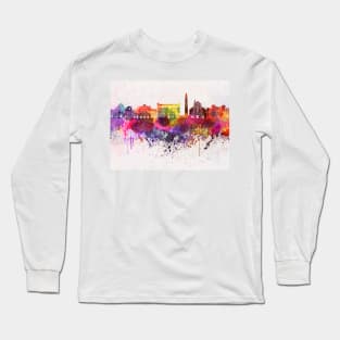 Bari skyline in watercolor background Long Sleeve T-Shirt